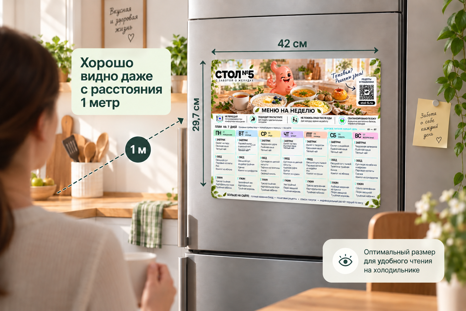 Магнит «Стол №5» формата A3 на двери холодильника